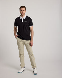 Polo de golf classique homme noir – col 3 boutons, coupe ajustée – Golf Krown collection Fore