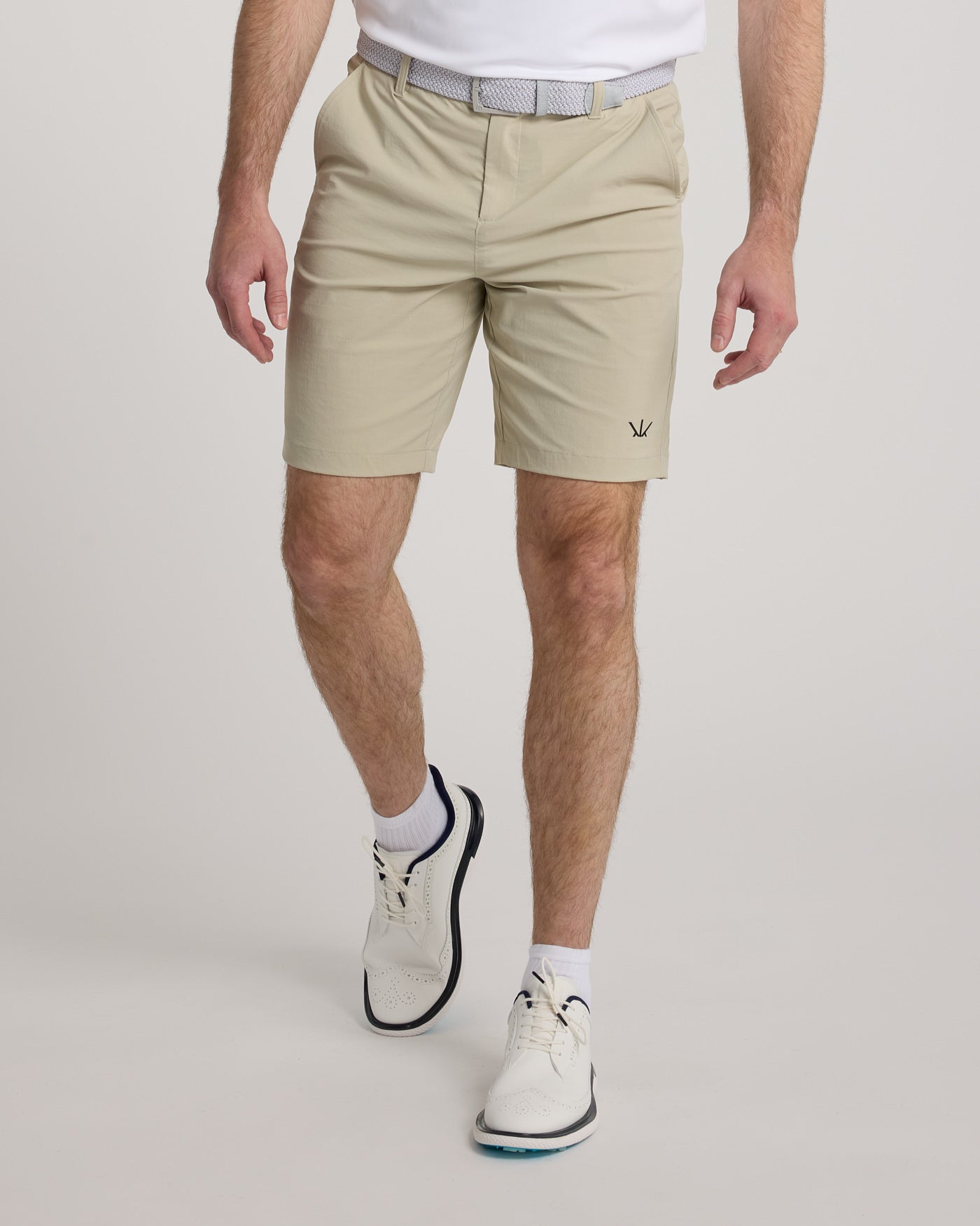 Short de golf homme beige – coupe chino droite, tissu léger – Golf Krown collection Distingué