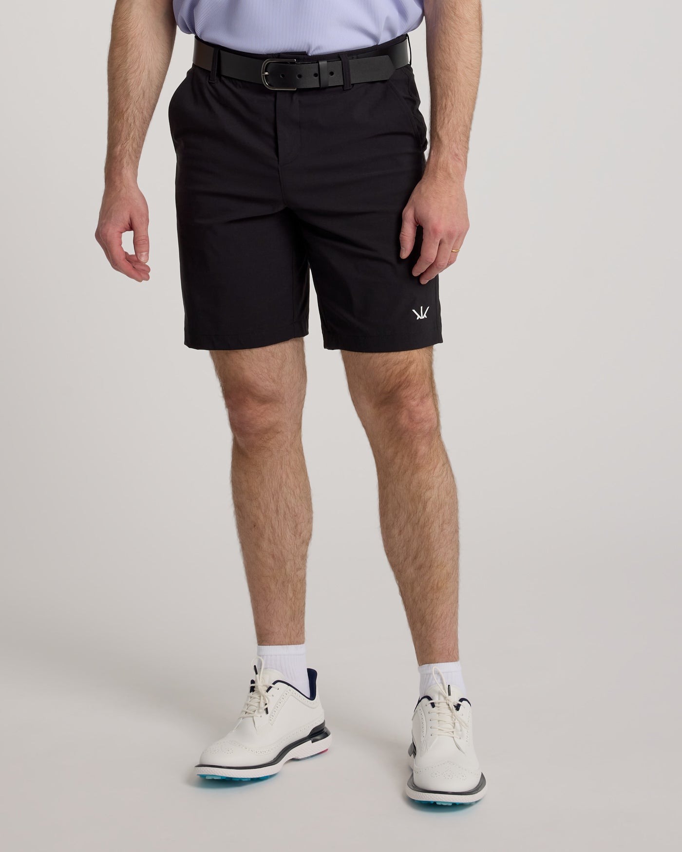 Short de golf classique homme noir – coupe chino droite, logo Krown brodé – Golf Krown